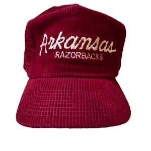 Vintage Arkansas‎ Razorbacks Corduroy Sports Specialties Script Zip Back Cap Hat